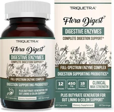TRIQUETRA FLORA DIGEST DIGESTIVE ENZYMES - Digestion Support -- New/Sealed