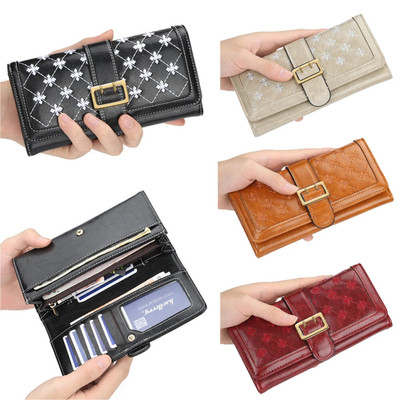 Cartera Lujosa de Cuero Moda para Mujer Billetera Larga Tarjetero Bolso de Mano