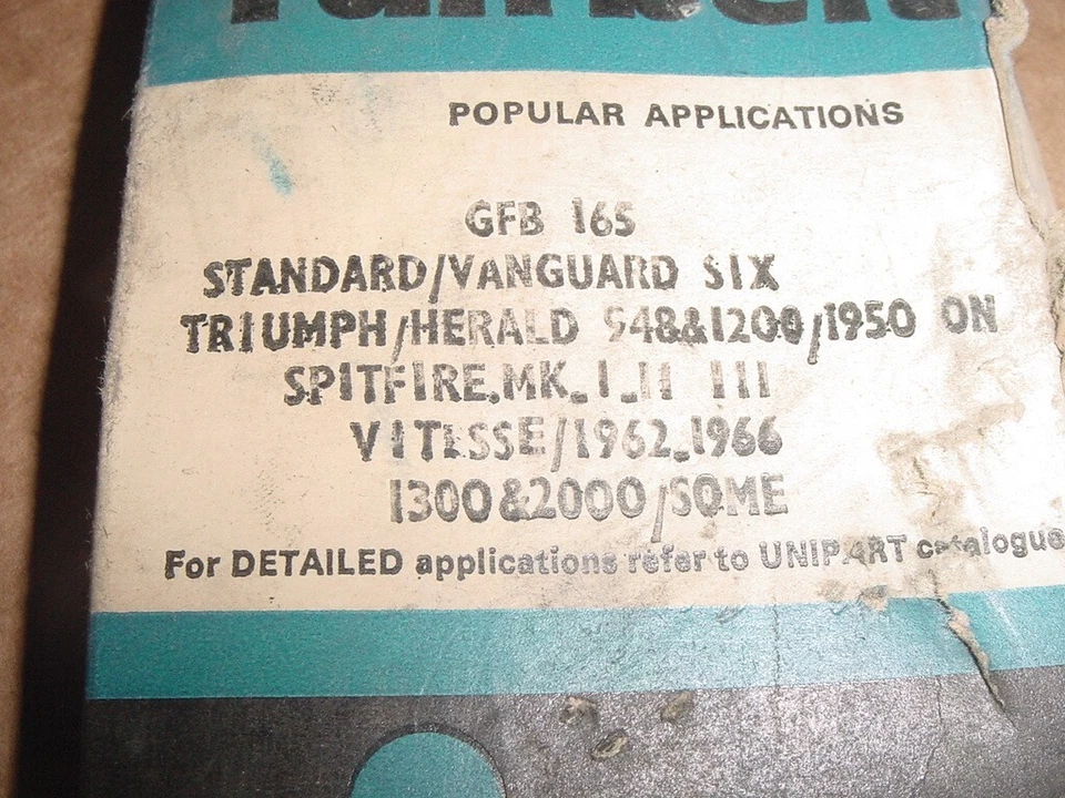 Nuevo de Lote Antiguo Unipart Fan Belt Triumph Herald Spitfire Vitesse Standard Vanguard Six Foto 3 de 3