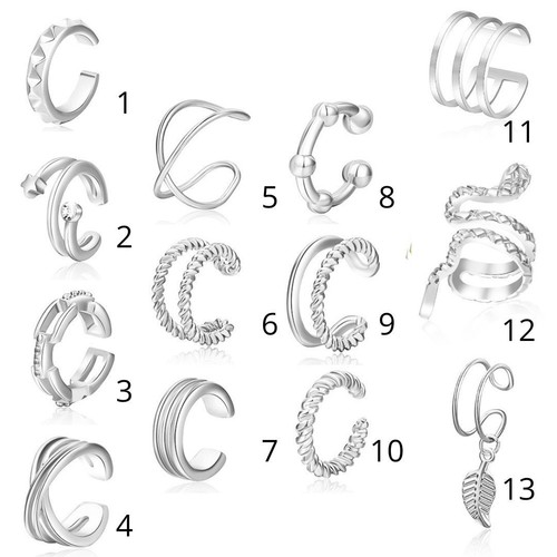 13 Style Unisex Fake Helix Cartilage Conch ClipOn Non-Piercing Ear Cuff - Picture 3 of 20