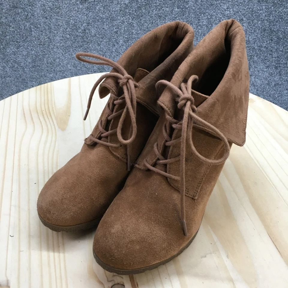 Mia Botas Mujer 9.5 M Chaysee Botines Cuero Marrón Con Cordones Tacones de Cuña Foto 3 de 4