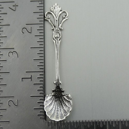 Salt Spoon Fleur de Lis with Scallop Bowl 925 Sterling Silver Collectible NEW - Picture 5 of 6