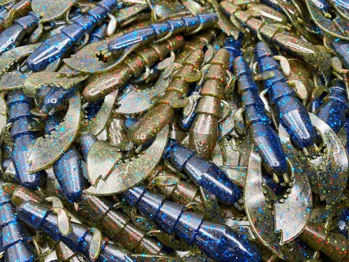 20ct 4" Bottom Licker Crawfish Bass Fishing Lure Floating Claws Jig Trailer - Picture 17 of 53
