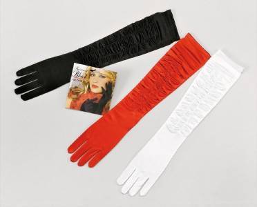 womens ladies fancy dress accessory RED SATIN THEATRICAL OPERA STYLE GLOVES