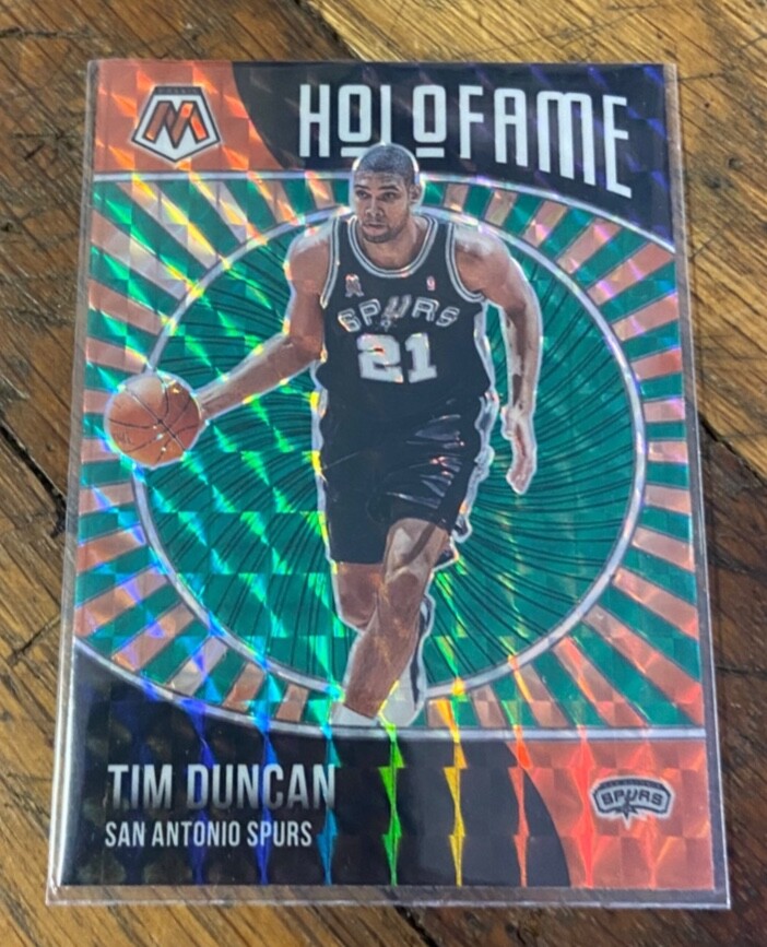 2020-21 Panini Mosaic Tim Duncan Hol O Fame Green Prizm San Antonio Spurs No. 5
