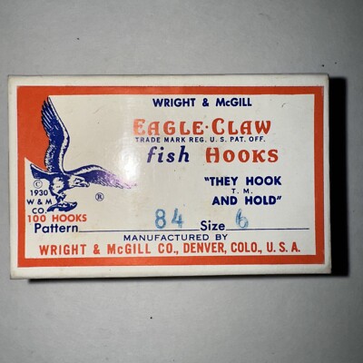 Vintage Wright and McGill Eagle Claw Fish Hooks Pattern 84 Size 6 | eBay