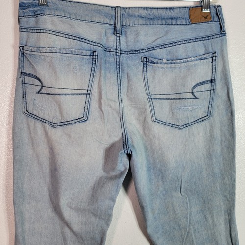 American Eagle Womens Tomgirl Jeans 14 Button Fly Distressed 100% Cotton AEO - Picture 6 of 10