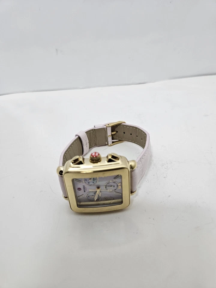  Michele Deco Sport Chronograph Gold Pink Leather MWW06K000068 Ladies Watch - Image 2 of 4