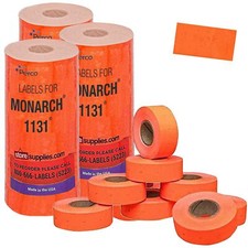 Fluorescent Red Pricing Labels for Monarch 1131 Price Gun – 3 Sleeves 24 Roll...