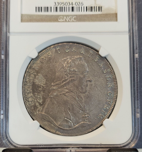1800 AUSTRIA SILVER 1 TALER SALZBURG DAV 1265 NGC AU 55 SCARCE HIGH GRADE - Picture 3 of 3