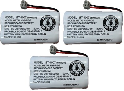 NEW! Uniden BT-1007 BBTY0651101 500mAh 2.4V Rechargeable Phone Battery (3-Pack)