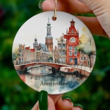 Amsterdam Ornament Beautiful Watercolor Netherlands Travel Gift Souvenir