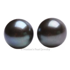 925 Sterling Silver Black 6-7mm Freshwater Pearl Earrings Butterfly Stud Gift