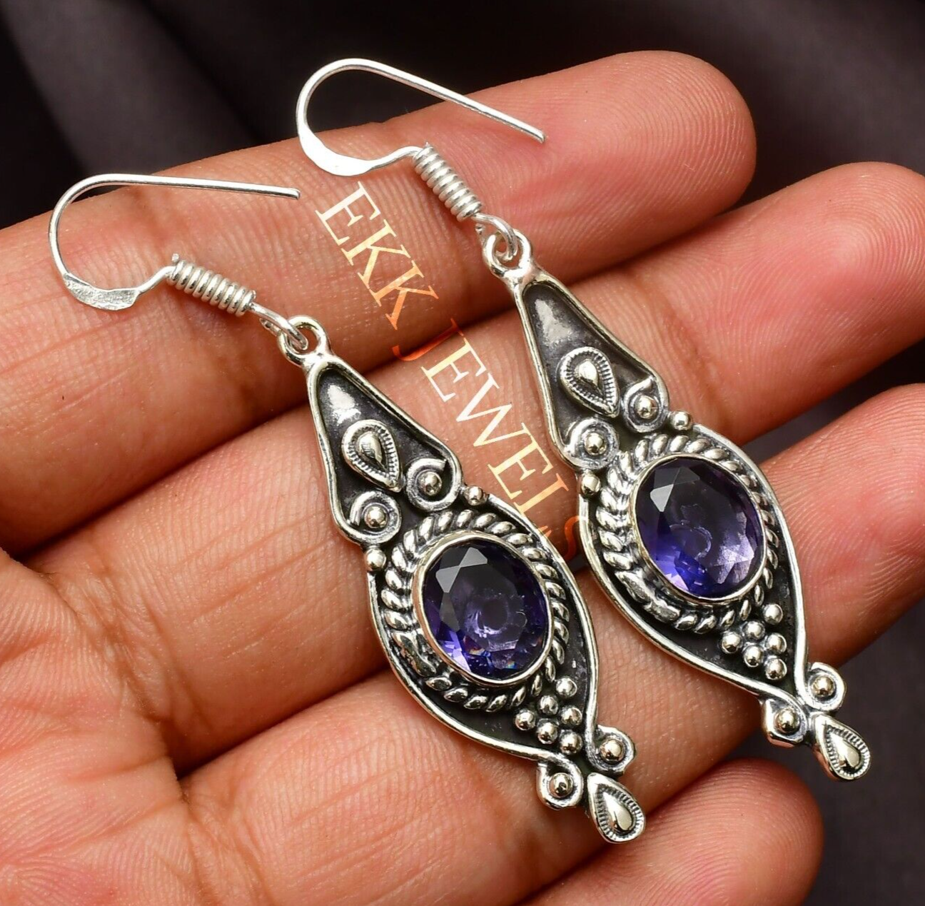 Amethyst Earring Gemstone 925 Sterling Silver Handmade Jewelry Earring 2.10