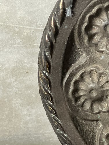Antico vecchio lampadario ottone fuso illuminazione soffitto gancio tazza francese 1900 - Foto 10 di 24