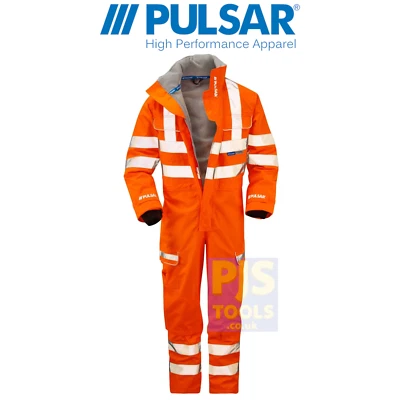 Pulsar PR505 Class 3 RIS-3279 rail spec orange hi vis foul weather coverall suit