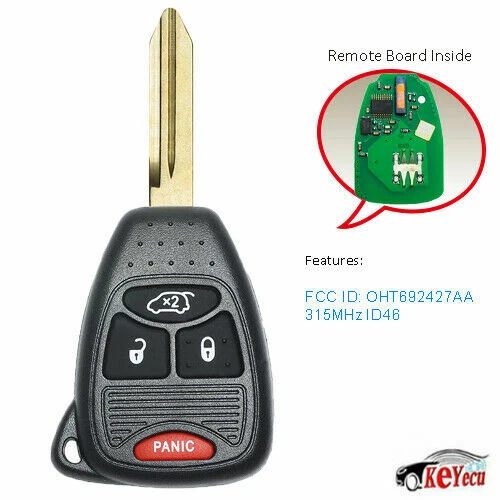 Keyless Entry Remote Control Key 4 Button Fob for CHRYSLER Doge Jeep OHT692427AA Foto 3 de 3