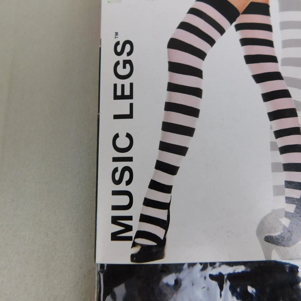 Medias Music Legs 4701 rosa-negro a rayas hasta el muslo Halloween Juegos con disfraces #6640 Foto 4 de 4