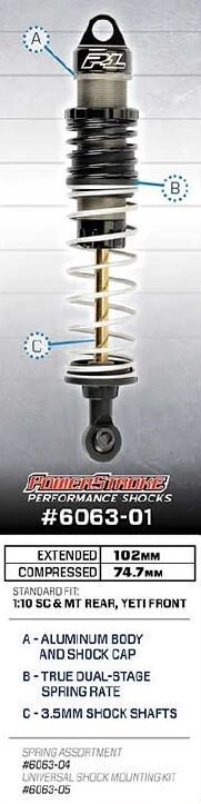 Pro-Line 6063-01 Power Stroke Shocks :Slash (Rear): Axial Yeti (Front) - Image 2 of 3