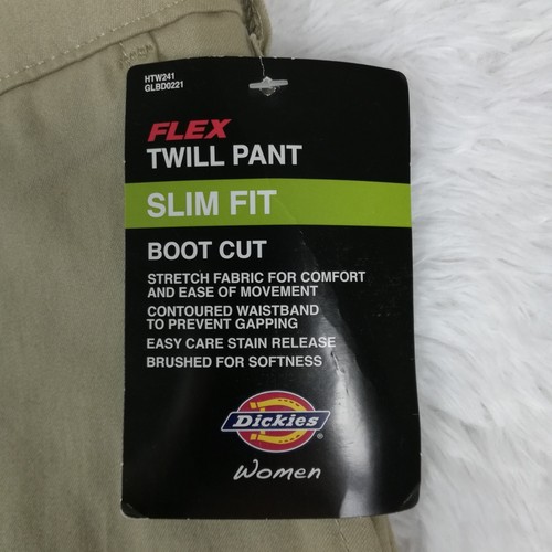 Dickies Womens Pants Slim Boot Cut Twill Flex Khaki Workwear Plus 24 New - Imagen 10 de 14