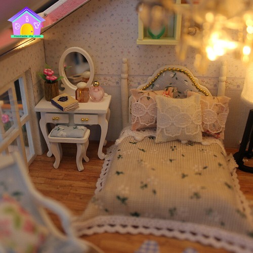 1:24 DIY Dollhouse Sweet Words Miniature Wooden Dolls House Kit + Cover + Music - Picture 20 of 21