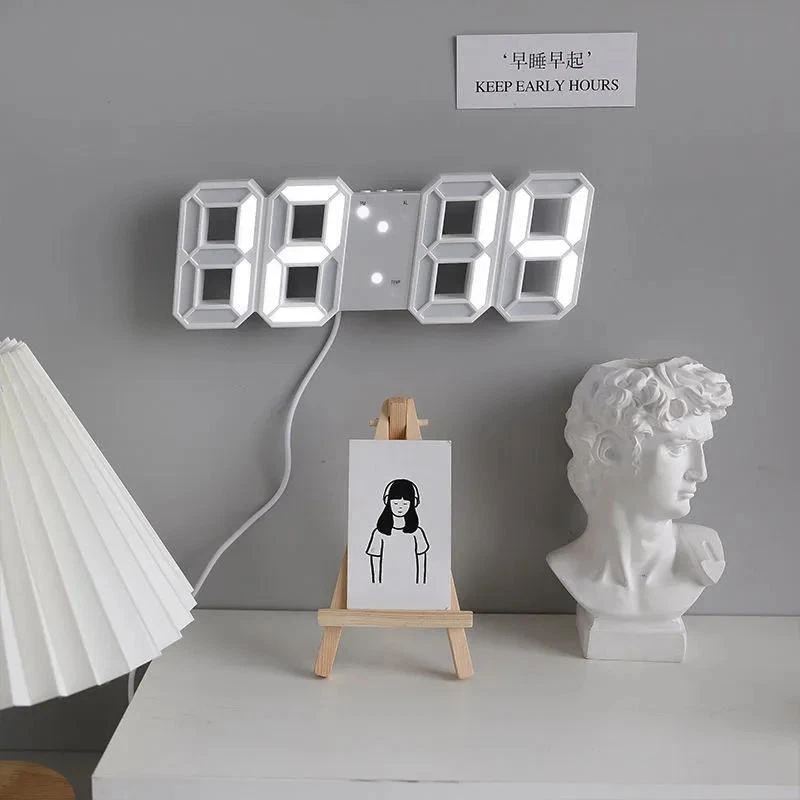 Reloj de Pared Digital LED 3D con Brillo de 3 Niveles Reloj Despertador Reposo Reloj de Mesa Foto 2 de 4