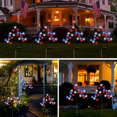 Solar 4Th of July Stake Lights, Red White and Blue Lights Outdoor Decorations, L - Picture 7 of 7
