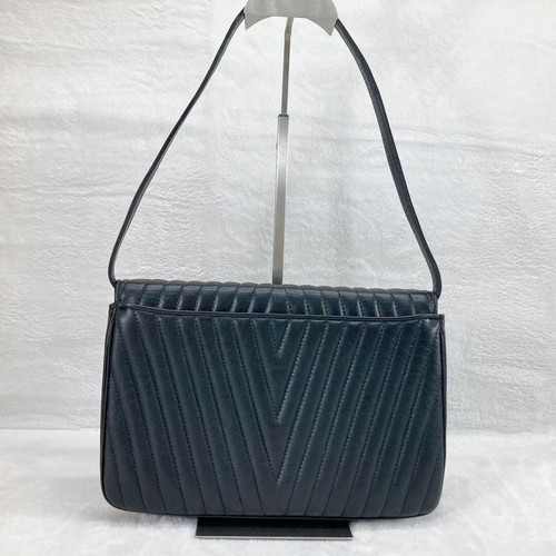 Valentino Garavani Quilting Leather Shoulder Bag Black Gold hardware from JAPAN - Picture 9 of 10