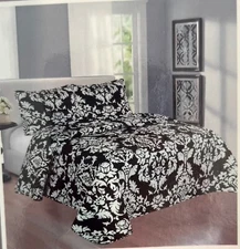 3-Piece Quilt Set Bedspread Lightweight Reversible Coverlet Set Damask