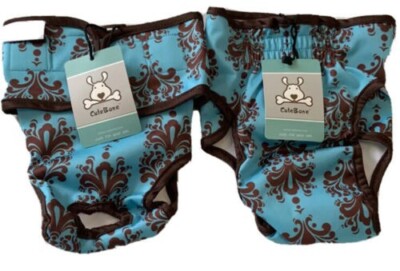 CuteBone Dog Diapers, Blue/Brown ,2 Pieces