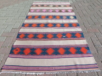Turkish Kilim, Bedroom Wool Carpet Floor Kelim, Cute Rugs 35X63''
