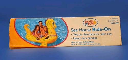 Caballo de mar inflable vintage Sand N Sun Intex 86"x 50" NUEVO EN CAJA - Imagen 2 de 2