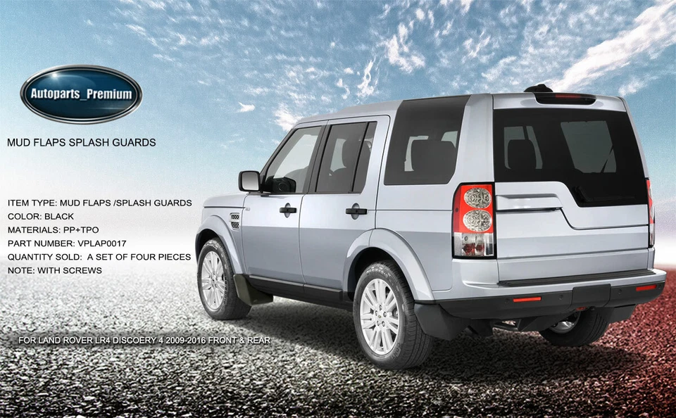 适用于路虎 LR4 Discovery 4 防溅护挡泥板 2010 - 2016 前后 4 件 — 第 3/4 张图片