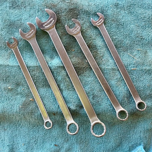 5 Duro-Chrome Combination Wrench Set Lot 3/8, 1/2, 7/16, 9/16, 11/16, Nice Cond