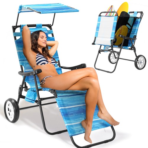 SLSY Folding Beach Cart Chairs with 8‘/10'' Wheels 2 in 1 Beach Chair Cart - Picture 17 of 44