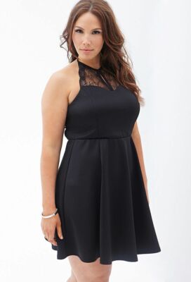Forever 21 Plus Size Black Lace Yoke Halter Dress 1X | eBay