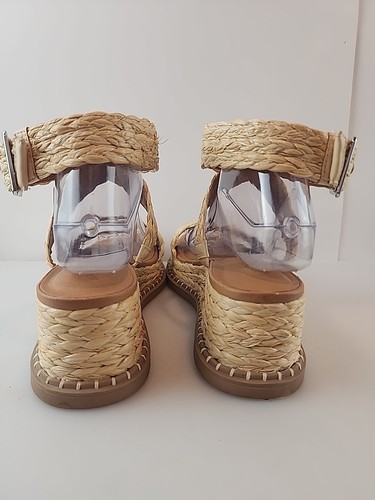 Universal Thread Sandals Womens 8.5 Casual Platform Wedge Ankle Strappy Beige - Picture 4 of 8