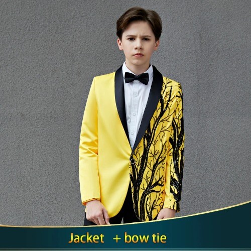 Children's Sequins Embroidered Suit Performance Boy Handsome Walk Show - Picture 34 of 34