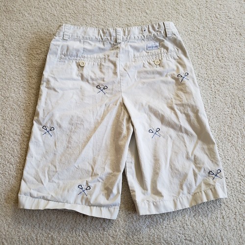 Vineyard Vines Boys Size 16 Embroidered Lacrosse Stick Bermuda Shorts Biege - Picture 4 of 9