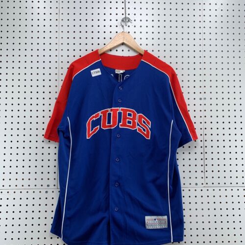 Vintage Chicago Cubs Jersey Adult Large Blue red Short Sleeve Button Embroidered - Picture 1 of 12