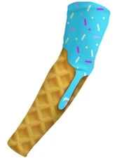 Sky Blue Ice Cream Cone Drip Sprinkles Football Baseball Compression Arm Sleeve