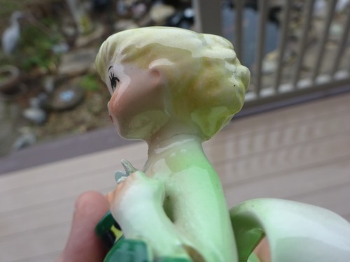 Lefton St Patricks Day March Birthday Girl Figurine Green Shamrock AS IS - Picture 9 of 9