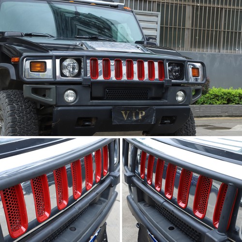 7PCS ABS Red Front Grille Anti-Insect Proof Net For Hummer H2 2003-2009 - Picture 9 of 15