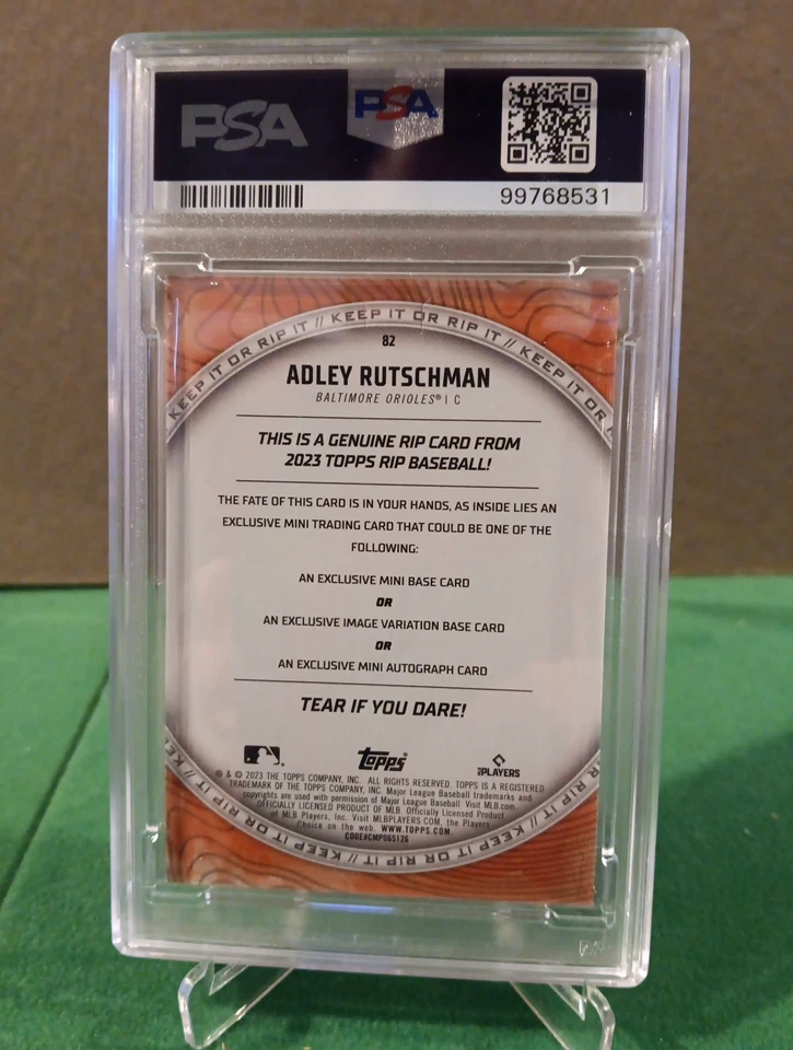 2023 Topps Rip Adley Rutschman Card RC Aqua Black Ripples 08/45 PSA 9 - Image 3 of 3