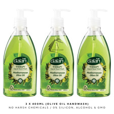 3 x 400ml DALAN Olive Oil Liquid Hand wash Soap - Skin Friendly, Less Chemicals 10.83 per litre