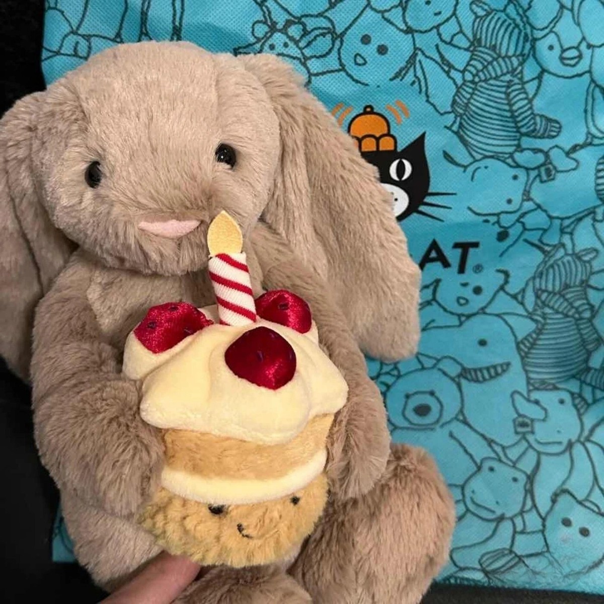 Jellycat Bashful Beige Birthday Bunny Cute Soft Plush Toy Stuffed