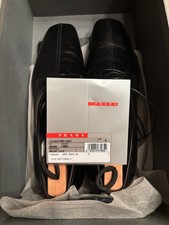 Prada shoes men size 10 black leather lace-up forma  with box and dust bags 