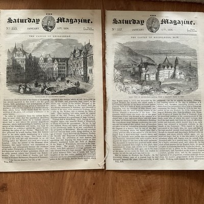 Antiker Druck 1838 - Schloss HEIDELBERG - x 2 Ausgaben 