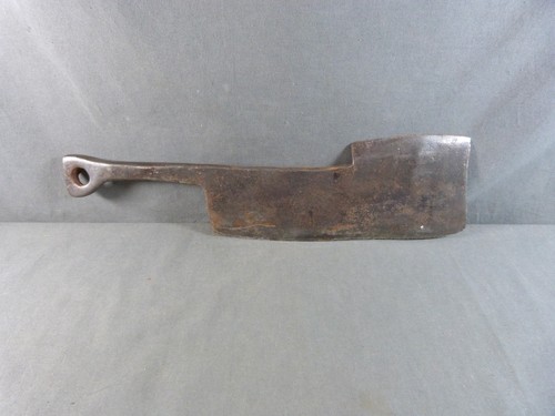 Antique French Butcher Chef Meat Cleaver Solid Steel 19e century double blade
