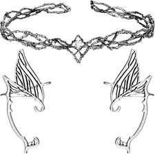 Halloween Fairy Leaf Headband Elf Ear Cuffs Elf Crown Cosplay Accessories for Wo
